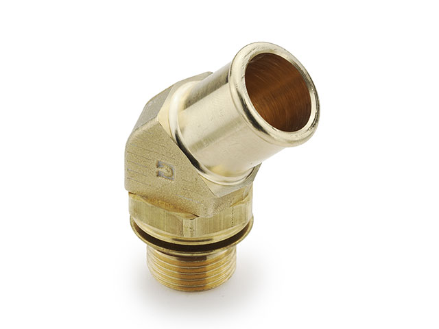 1795HB-10-8 Beaded Hose Barb 45° Elbow Tube to Straight Thread 1795HB