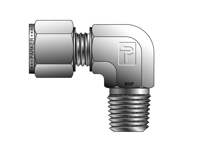 M12MSEL3/8K-316 A-LOK Metric Tube BSPT Male Elbow - MSEL
