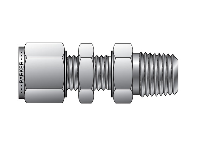 M10MBC3/8N-B A-LOK Metric Tube NPT Male Bulkhead Connector - MBC