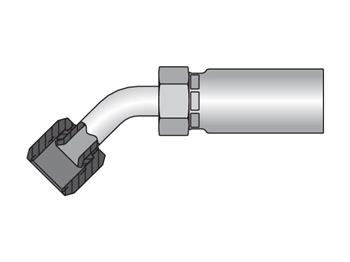 13758-16-16 Parkrimp Permanent Female JIC 37° - Swivel - 45° Elbow - Short Drop 13758-16-16 58 Series 13758