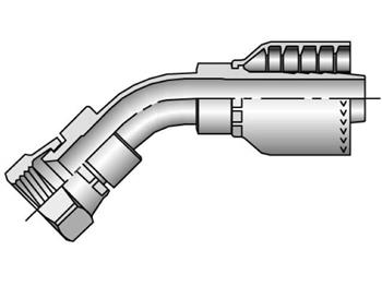 13771-16-16 Parkrimp Permanent Female JIC 37° - Swivel - 45° Elbow - Short Drop 13771-16-16 71 Series 13771