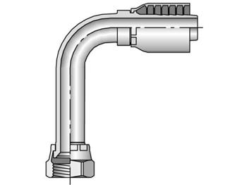 14143-8-8 Parkrimp Permanent Female JIC 37° - Swivel - 90° Elbow - Long Drop 14143-8-8 43 Series 14143