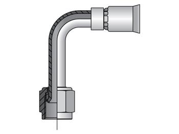 14191N-5-5 Parkrimp Permanent Female JIC 37° - Swivel - 90° Elbow - Long Drop 14191N-5-5 91N Series 14191N