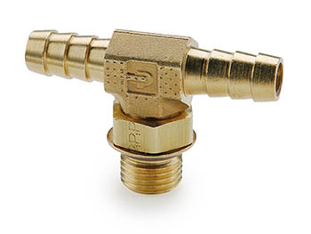1725HB-6-6 Parker Brass Hose Barb Tee to SAE Straight Thread 1725HB-6-6 Hose Barb Tee to SAE Straight Thread 1725HB