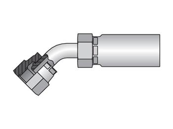 1B155-4-4 Parkrimp Permanent Female BSP Parallel Pipe - Swivel - 45° Elbow (60° Cone) 1B155-4-4 55 Series 1B155