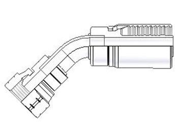 1B1HY-4-4 Parkrimp Permanent Female BSP Parallel Pipe - Swivel - 45° Elbow (60° Cone) 1B1HY-4-4 HY Series 1B1HY