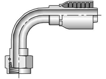 1B243-6-6 Parkrimp Permanent Female BSP Parallel Pipe - Swivel - 90° Elbow (60° Cone) 1B243-6-6 43 Series 1B243