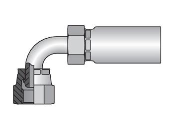 1B258-16-16 Parkrimp Permanent Female BSP Parallel Pipe - Swivel - 90° Elbow (60° Cone) 1B258-16-16 58 Series 1B258