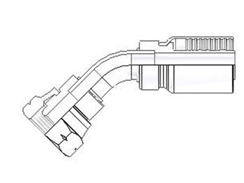 1C4HY-12-6 Parkrimp Permanent Female Metric L - Swivel - 45° Elbow (Ball Nose) 1C4HY-12-6 HY Series 1C4HY