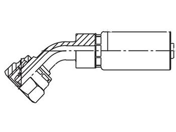 1CE56-10-5 Parkrimp Permanent Metric Female Light Swivel 45 Elbow With 24 Cone/O-Ring 1CE56-10-5 56 Series 1CE56