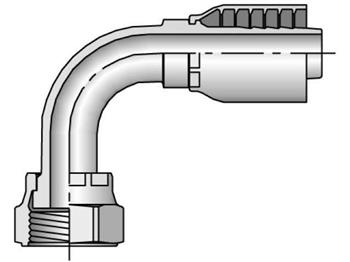 1J543-4-4 Parkrimp Permanent Female Seal-Lok - Swivel - 90° Elbow - Medium Drop 1J543-4-4 43 Series 1J543