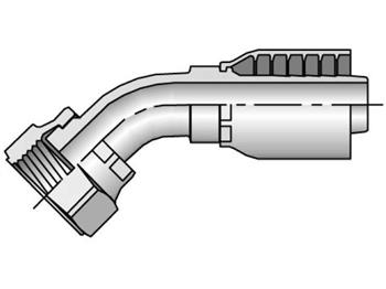 1J743-6-8 Parkrimp Permanent Female Seal-Lok - Swivel - 45° Elbow 1J743-6-8 43 Series 1J743
