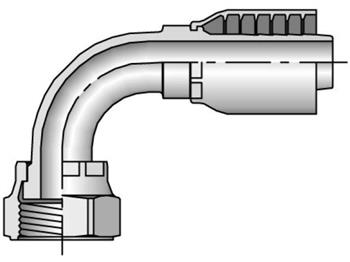 1J943-6-6-SM Parkrimp Permanent Female Seal-Lok - Swivel - 90° Elbow - Short Drop 1J943-6-6-SM 43 Series 1J943