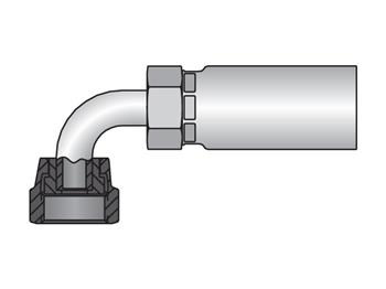 1J958-16-16 Parkrimp Permanent Female Seal-Lok - Swivel - 90° Elbow - Short Drop 1J958-16-16 58 Series 1J958