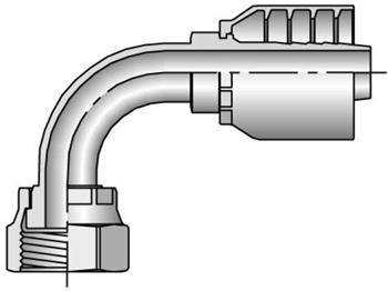 1J970-12-8 Parkrimp Permanent Female Seal-Lok - Swivel - 90° Elbow - Short Drop 1J970-12-8 70 Series 1J970