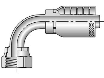 1J973-16-16 Parkrimp Permanent Female Seal-Lok - Swivel - 90° Elbow - Short Drop 1J973-16-16 73 Series 1J973