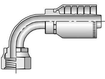 1J978-16-16 Parkrimp Permanent Female Seal-Lok - Swivel - 90° Elbow - Short Drop 1J978-16-16 78 Series 1J978
