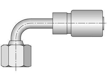 1J9HY-4-4 Parkrimp Permanent Female Seal-Lok - Swivel - 90° Elbow - Short Drop 1J9HY-4-4 HY Series 1J9HY