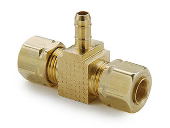 233-4-4-4 Parker Dubl-Barb Brass Tee - Tube to Compress-Align 233-4-4-4 Tee - Tube to Compress-Align 233