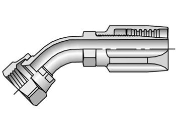 23720-20-20 Field Attachable Shell & Nipple Female JIC 37° - Swivel - 45° Elbow - Short Drop 23720-20-20 20 Series 23720