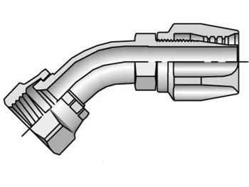 23721-4-4 Field Attachable Shell & Nipple Female JIC 37° - Swivel - 45° Elbow - Short Drop 23721-4-4 21 Series 23721