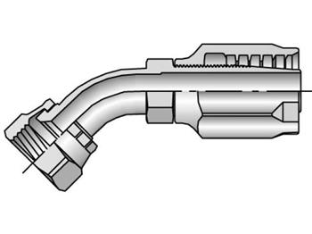 23730-8-8 Field Attachable Shell & Nipple Female JIC 37° - Swivel - 45° Elbow - Short Drop 23730-8-8 30 Series 23730