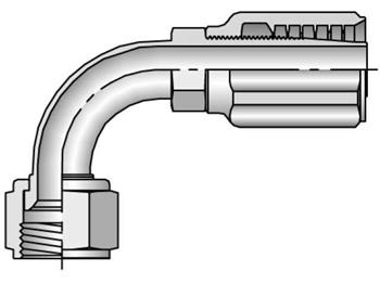 23942-6-6 Field Attachable Shell & Nipple Female JIC 37° - Swivel - 90° Elbow - Short Drop 23942-6-6 42 Series 23942