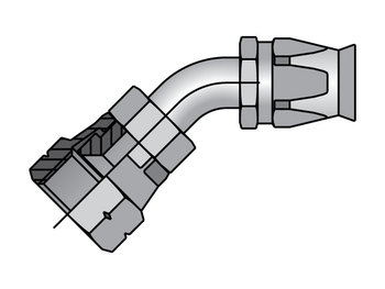 27790-6-6 Field Attachable Shell & Nipple Female SAE 45° - Swivel - 45° Elbow 27790-6-6 90 Series 27790