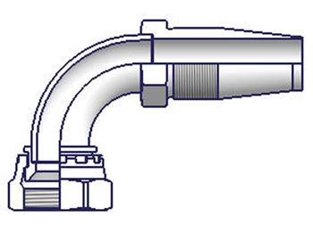 3930-16-16 Field Attachable Nipple Female JIC 37° - Swivel - 90° Elbow - Short Drop 3930-16-16 30 Series 3930