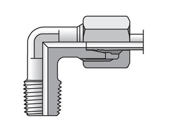 WE12SR71 EO/EO-2 90° Elbow, Male Connector - 24° Flareless / BSPT WE12SR71 EO/EO-2 90° Elbow, Male Connector - WE-R keg