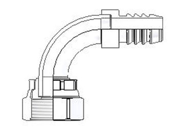 J988-24-24 Barbed Nipple Female Seal-Lok - Swivel - 90° Elbow - Short Drop J988-24-24 88 Series J988