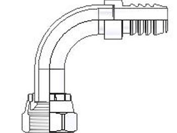 L988-12-12 Barbed Nipple Female JIC 37° - Swivel - 90° Elbow - Medium Drop L988-12-12 88 Series L988