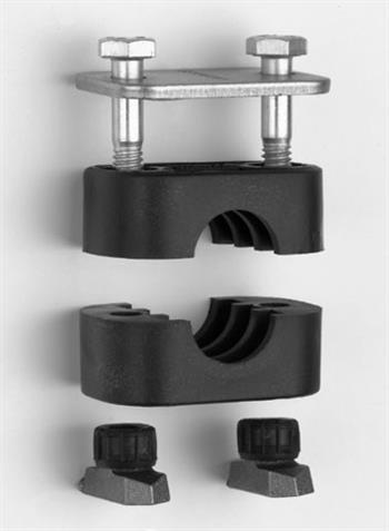 RN5278H Kit consiting of clamp halves, cover plate, bolts and rail nuts RN5278H ParKlamp Inch RN Rail Nut Kit – Standard Series